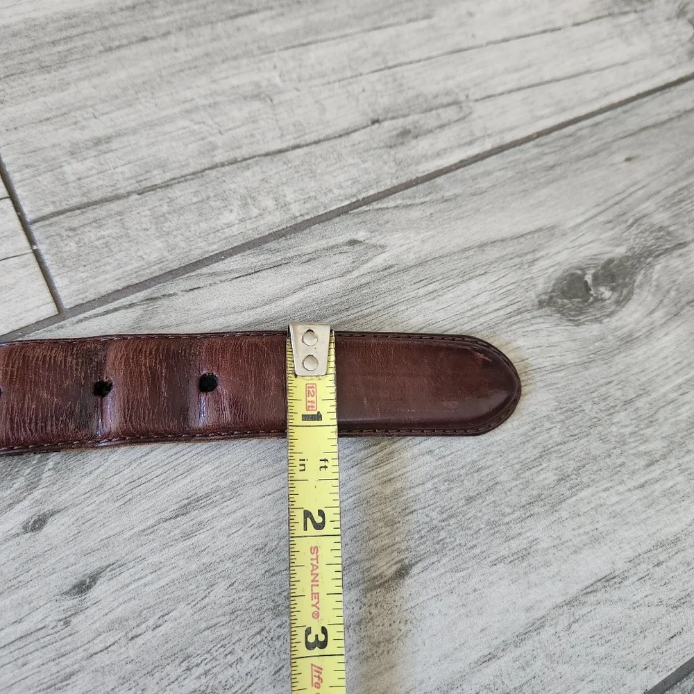 Fossil Belt Brown Leather Brass Buckle 38